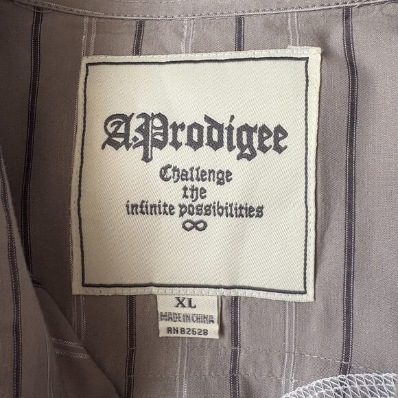 A.Prodigee Y2K Pearl Snap Gothic Western Shirt Gray Silver Striped Size XL - Picture 4 of 5